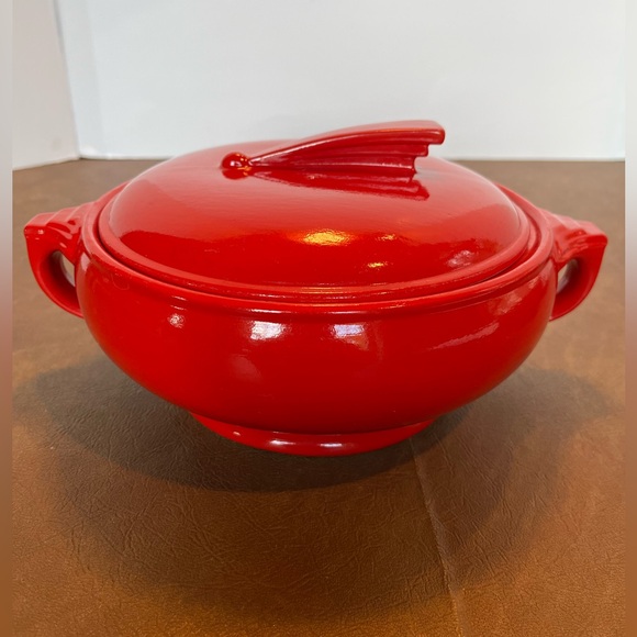Hall Other - Rare Vintage Hall Sundial Lid Covered Casserole Dish in Chinese Red
